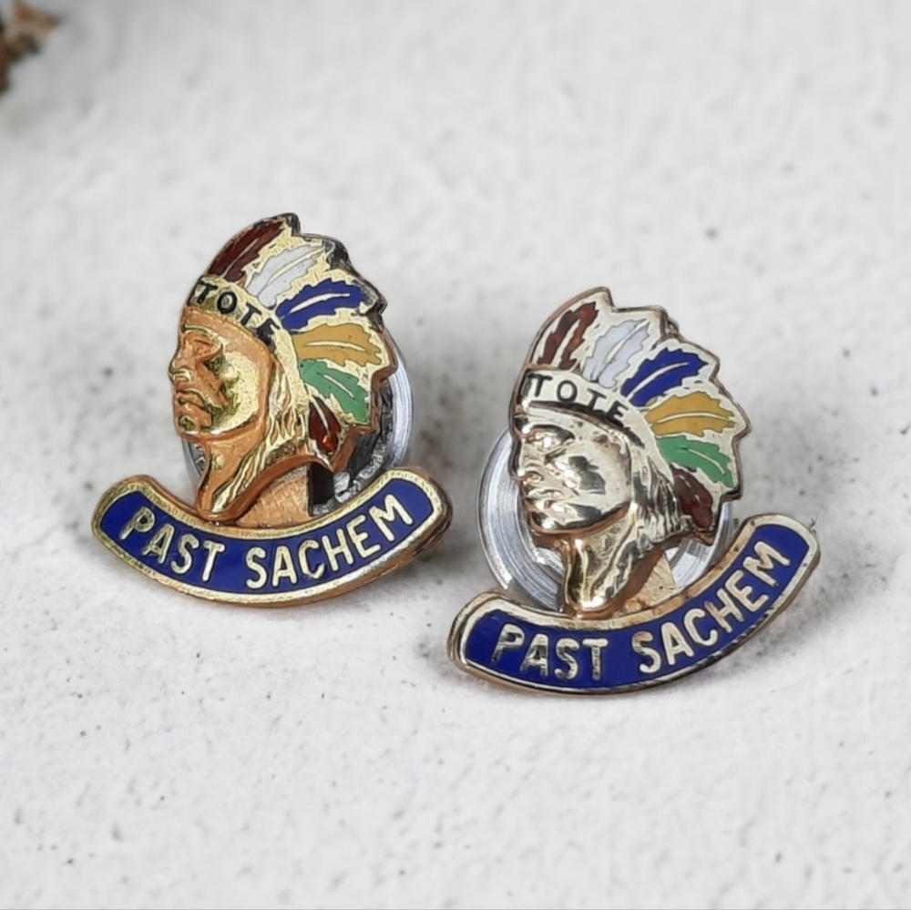 RARE Antique STERLING Order of of Redmen Pins